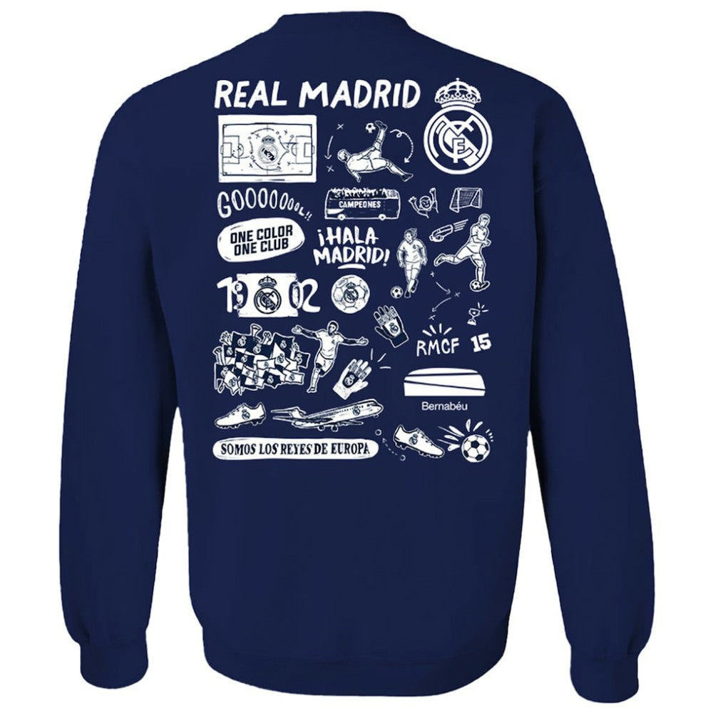 Real Madrid Vive La Fete Women's Impressions Artwork Pullover Sweatshirt - Navy outlet