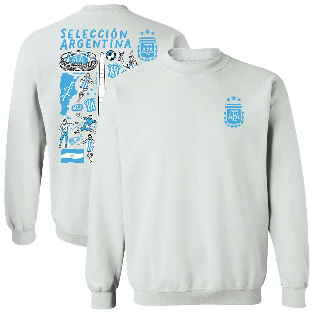 Argentina National Team Vive La Fete Women's Impressions Artwork Pullover Sweatshirt - White online