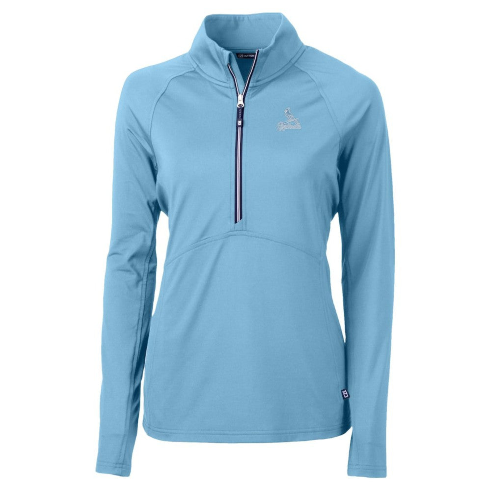 St. Louis Cardinals Cutter & Buck Women's Raglan Adapt Eco Knit Stretch Recycled Half-Zip Top - Powder Blue