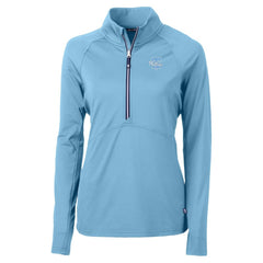 Philadelphia Phillies Cutter & Buck Women's Raglan Adapt Eco Knit Stretch Recycled Half-Zip Top - Powder Blue