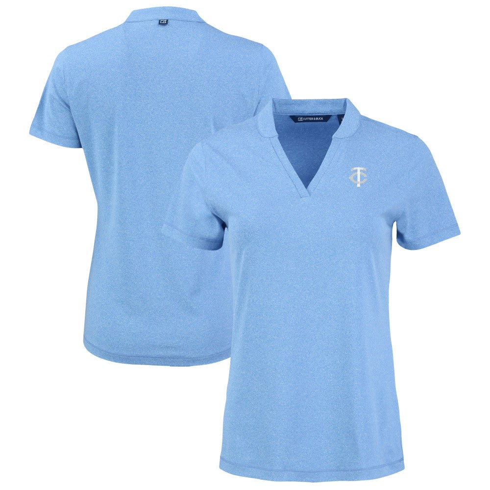 Minnesota Twins Cutter & Buck Forge Heathered Stretch Blade Top - Heather Powder Blue