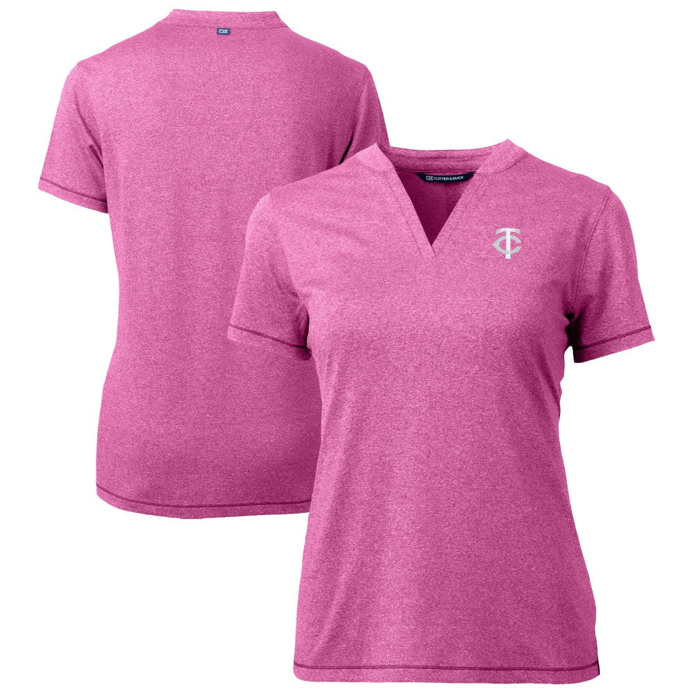 Minnesota Twins Cutter & Buck Forge Heathered Stretch Blade Top - Light Pink