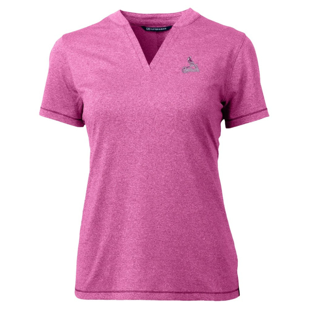 St. Louis Cardinals Cutter & Buck Forge Heathered Stretch Blade Top - Light Pink