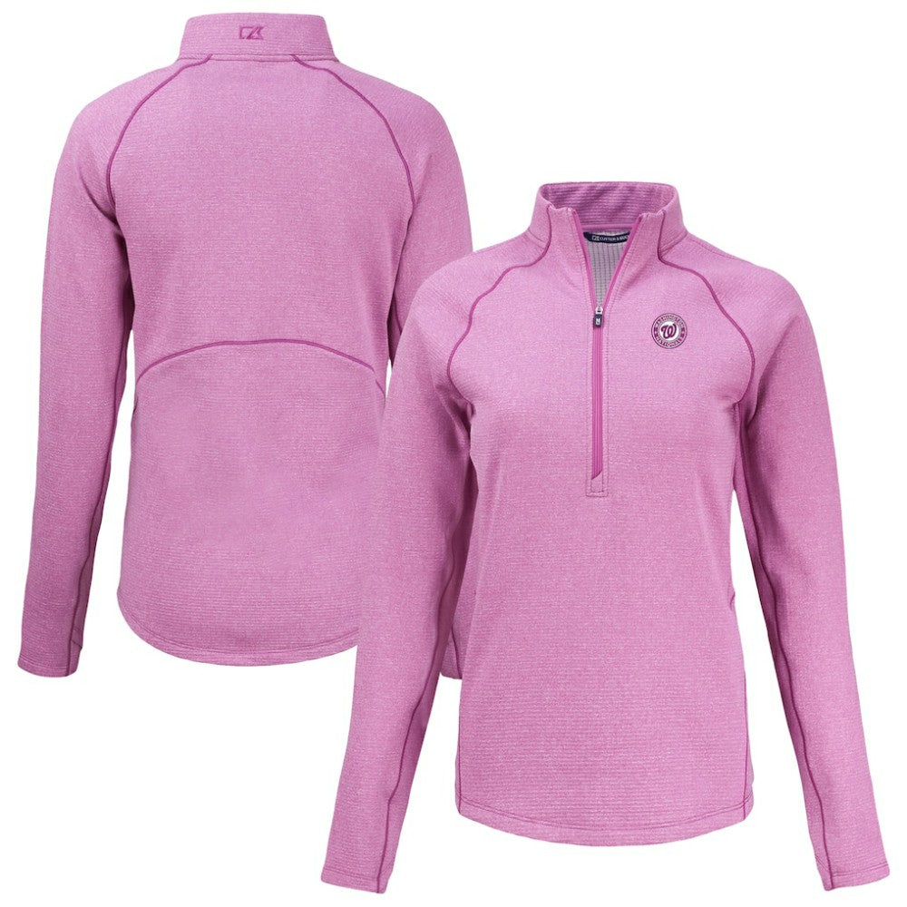Washington Nationals Cutter & Buck Women's Peshastin Eco Fleece Recycled Half-Zip Jacket - Heather Light Pink