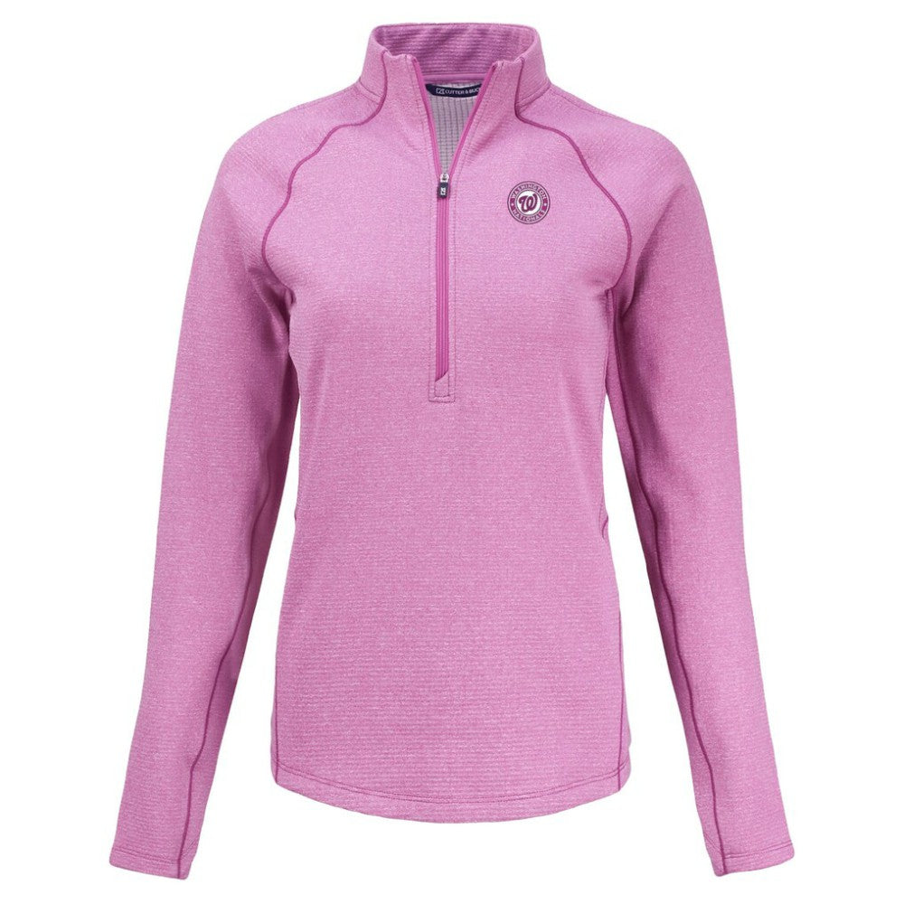 Washington Nationals Cutter & Buck Women's Peshastin Eco Fleece Recycled Half-Zip Jacket - Heather Light Pink
