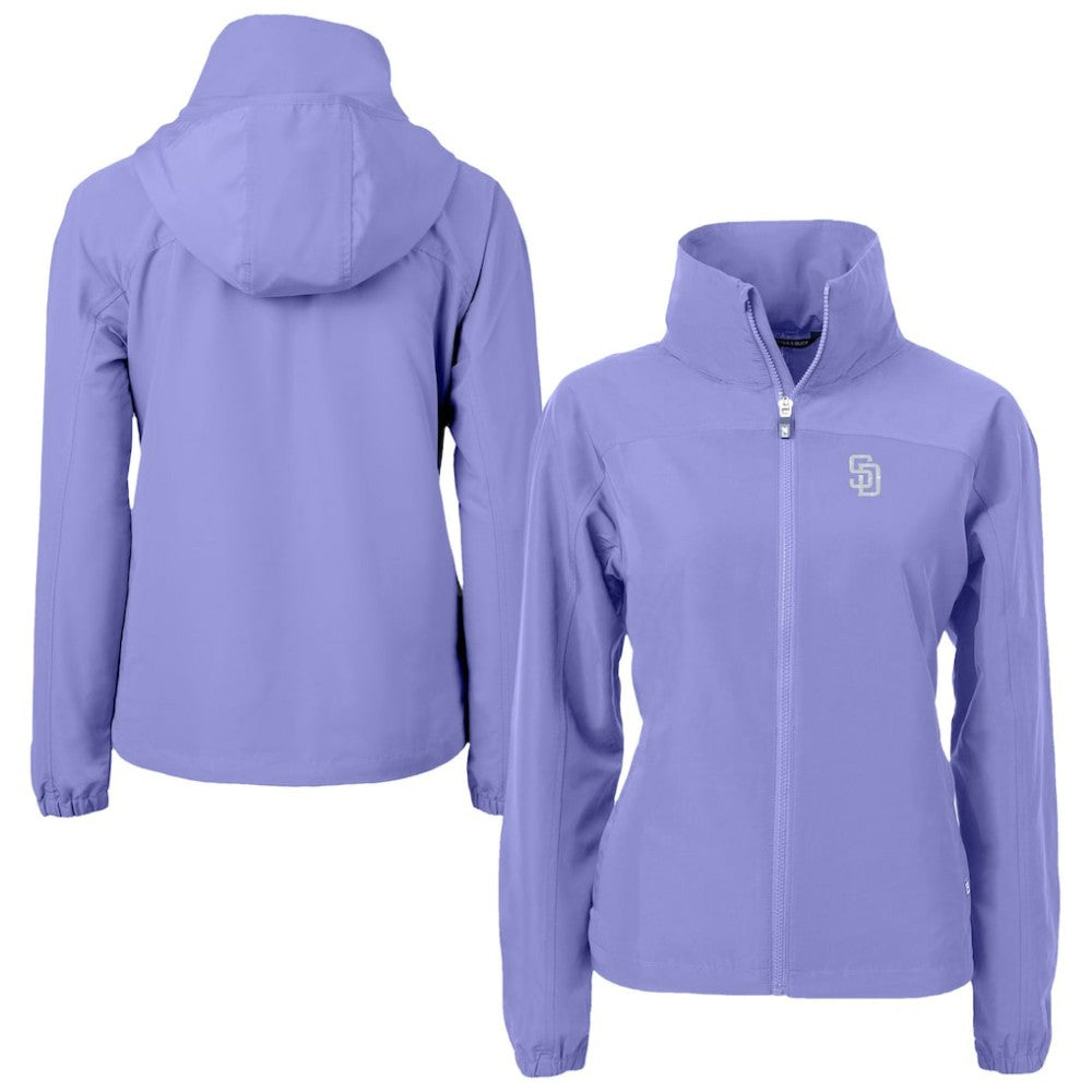 San Diego Padres Cutter & Buck Women's Charter Eco Recycled Full-Zip Jacket - Lavender