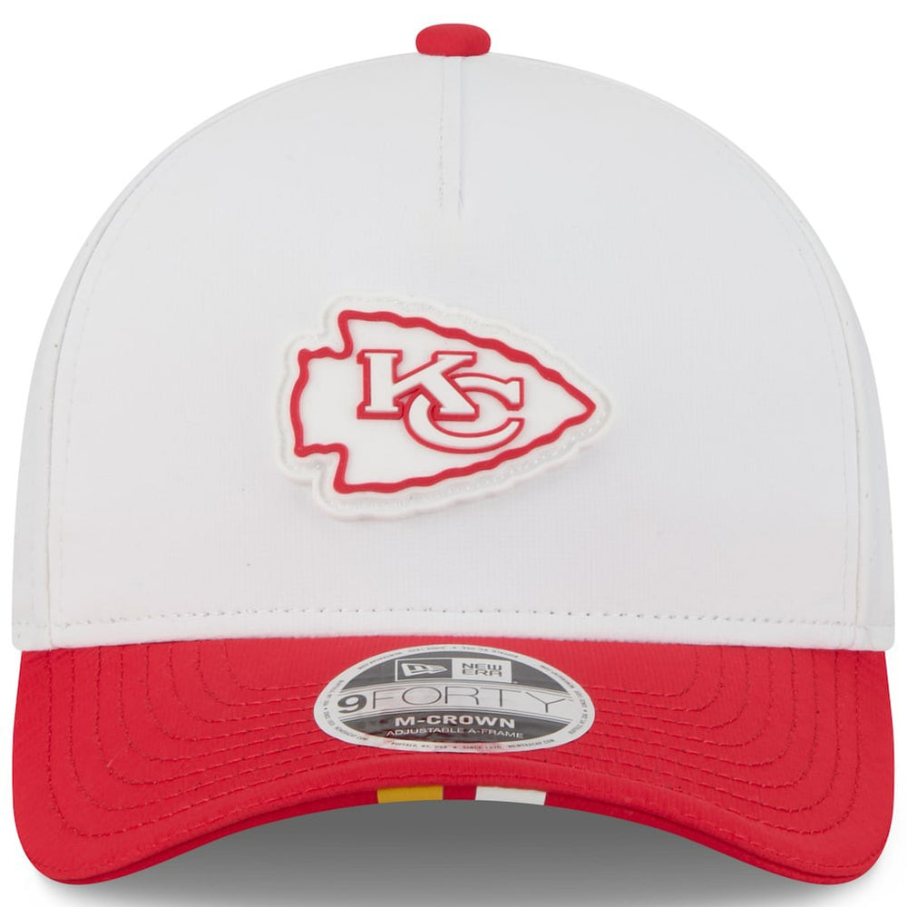 Kansas City Chiefs New Era Youth 2025 NFL Training Camp A-Frame 9FORTY Adjustable Hat - White/Red on sale