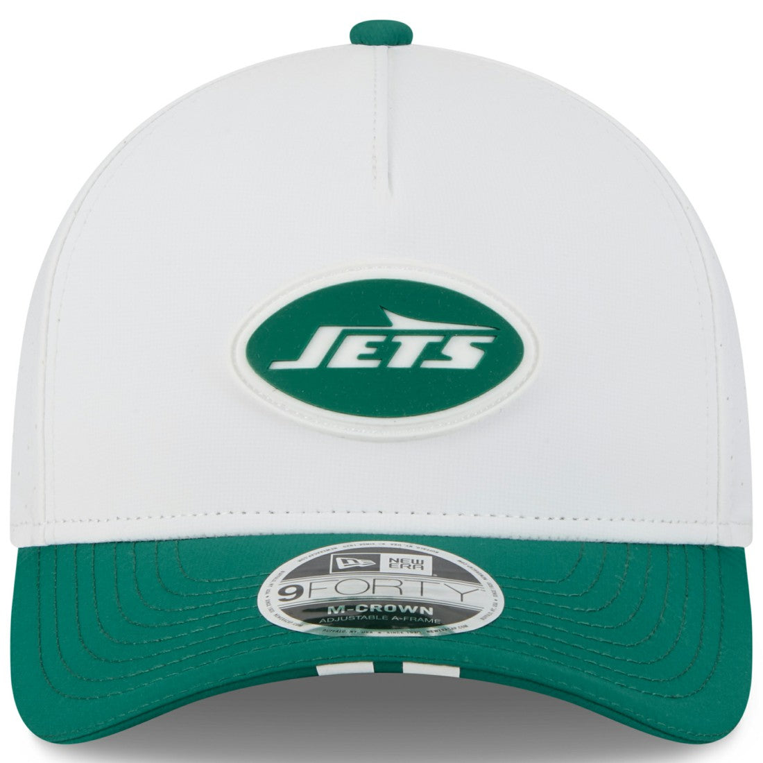 New York Jets New Era Youth 2025 NFL Training Camp A-Frame 9FORTY Adjustable Hat - White/Green discount