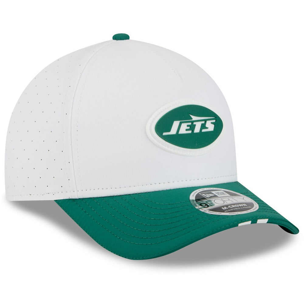 New York Jets New Era Youth 2025 NFL Training Camp A-Frame 9FORTY Adjustable Hat - White/Green discount