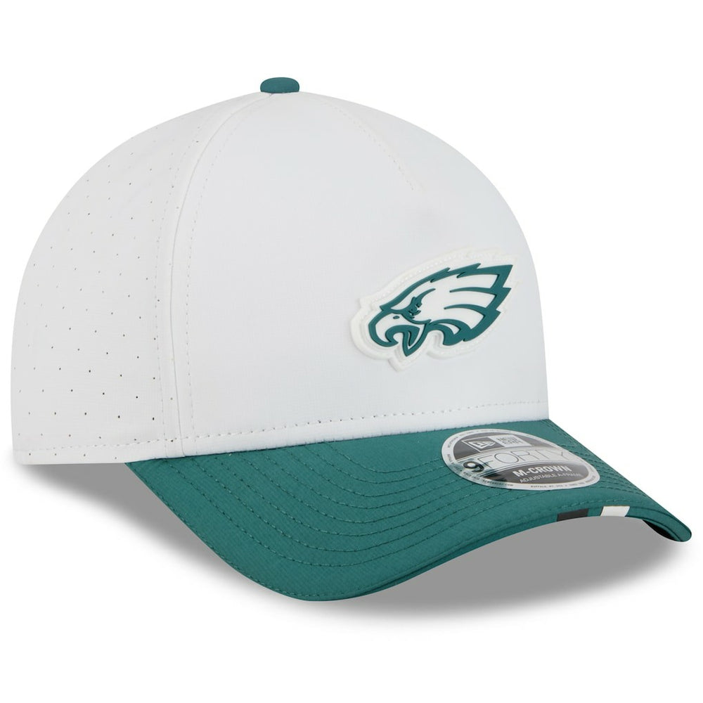 Philadelphia Eagles New Era Youth 2025 NFL Training Camp A-Frame 9FORTY Adjustable Hat - White/Midnight Green outlet