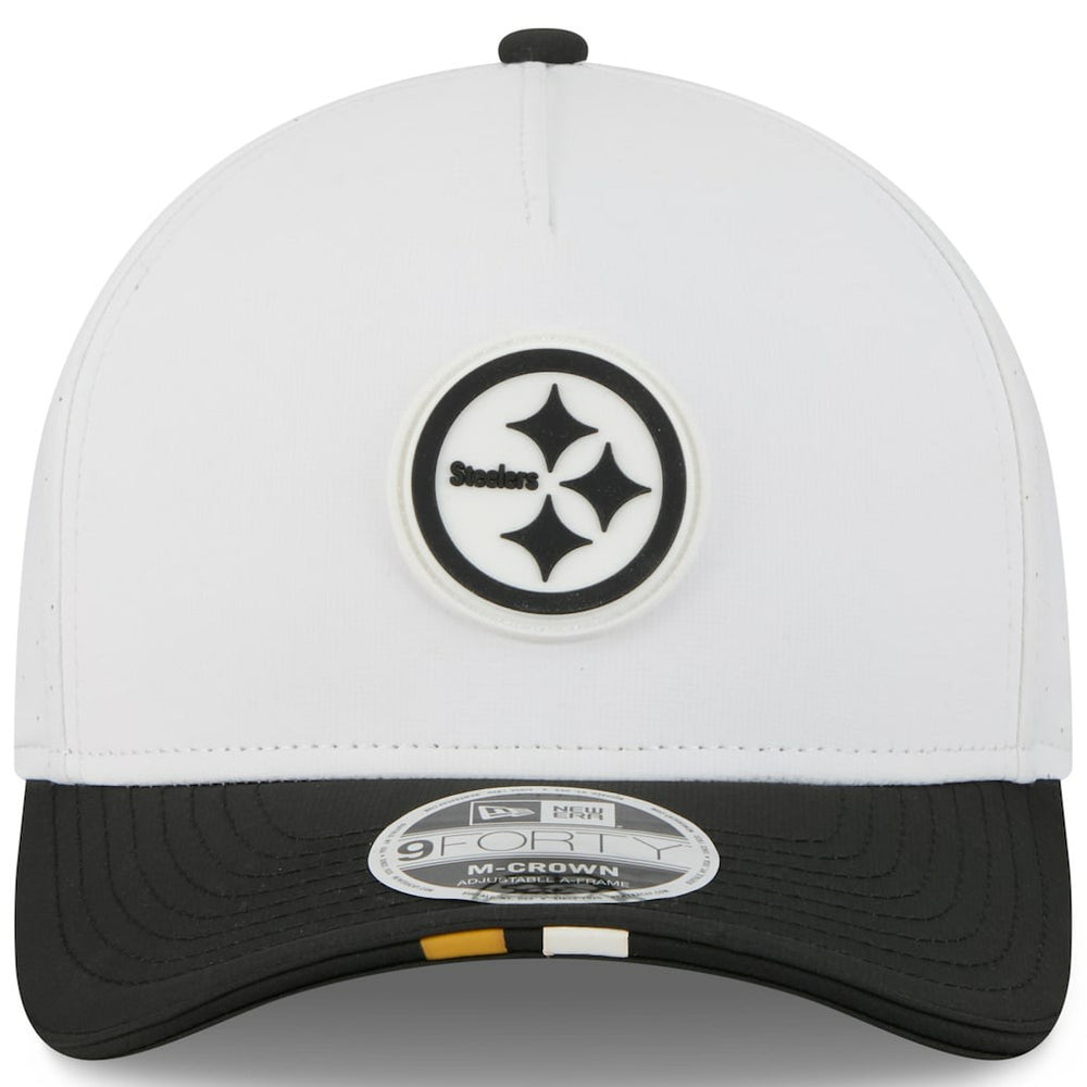 Pittsburgh Steelers New Era Youth 2025 NFL Training Camp A-Frame 9FORTY Adjustable Hat - White/Black outlet