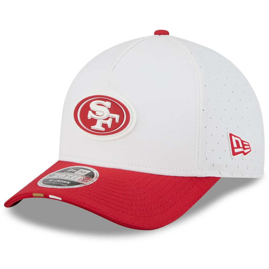 San Francisco 49ers New Era Youth 2025 NFL Training Camp A-Frame 9FORTY Adjustable Hat - White/Scarlet outlet