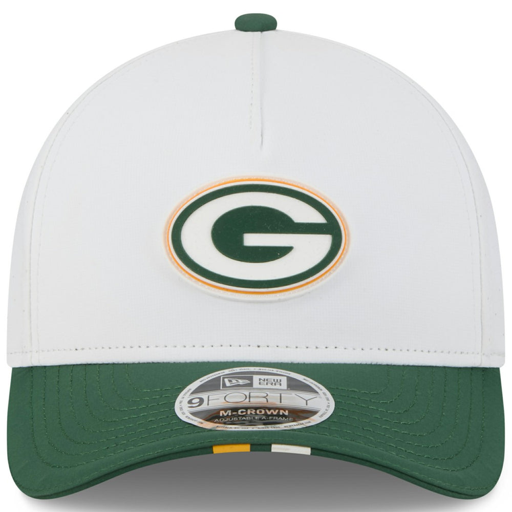 Green Bay Packers New Era Youth 2025 NFL Training Camp A-Frame 9FORTY Adjustable Hat - White/Green sale