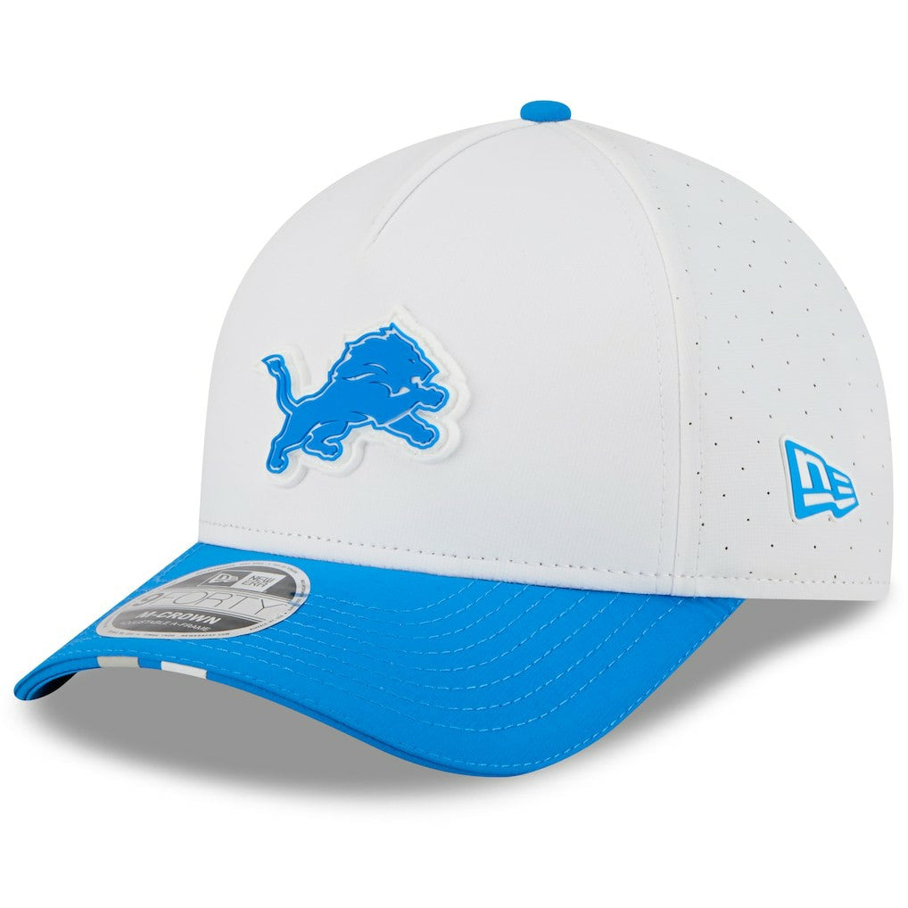 Detroit Lions New Era Youth 2025 NFL Training Camp A-Frame 9FORTY Adjustable Hat - White/Blue cheap