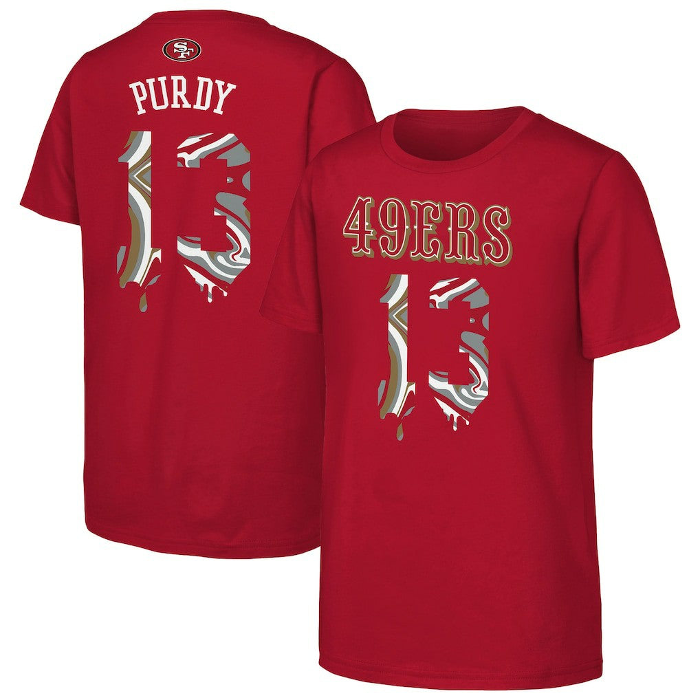 Brock Purdy San Francisco 49ers Outerstuff Youth Mainliner Drip Player Name & Number T-Shirt - Scarlet outlet