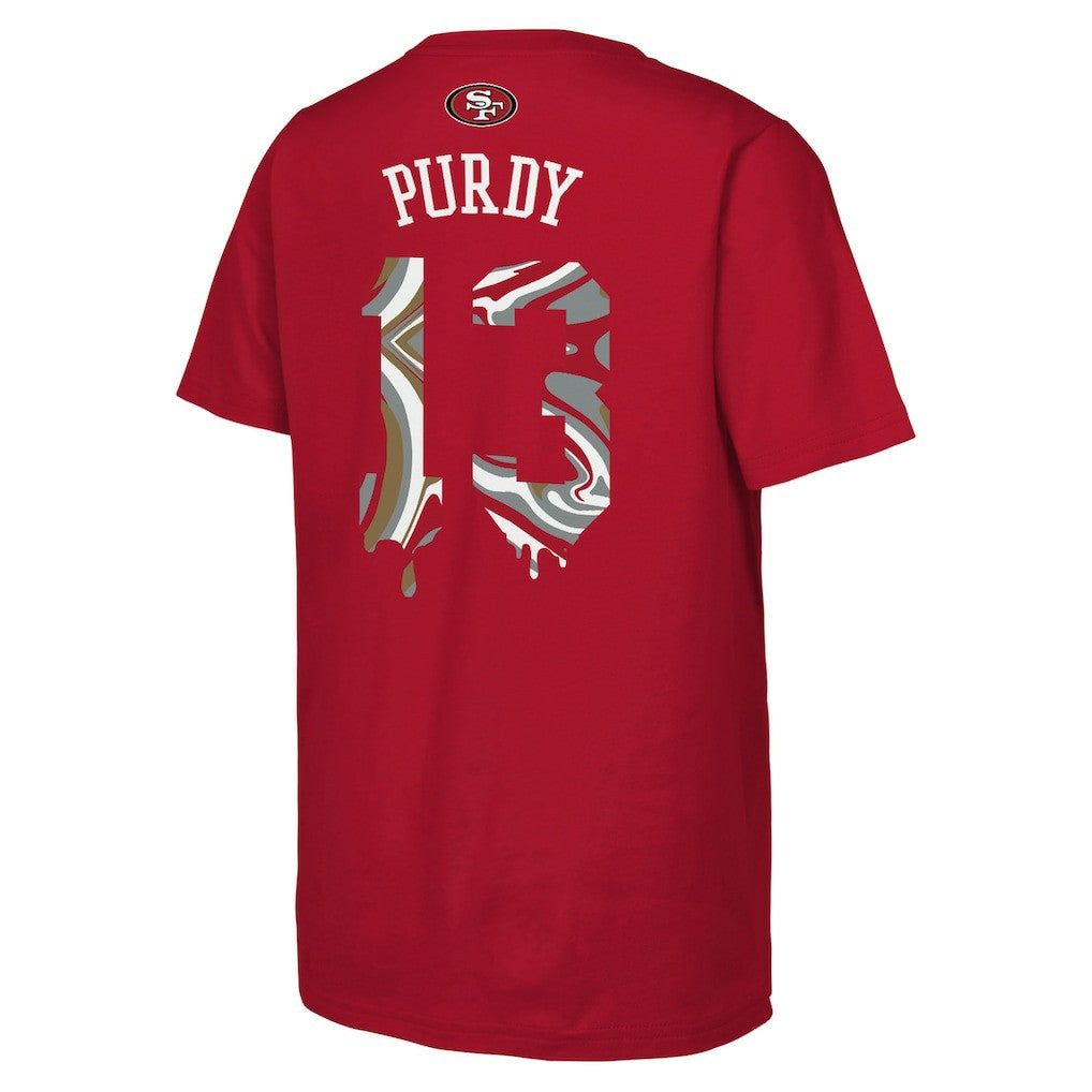 Brock Purdy San Francisco 49ers Outerstuff Youth Mainliner Drip Player Name & Number T-Shirt - Scarlet outlet