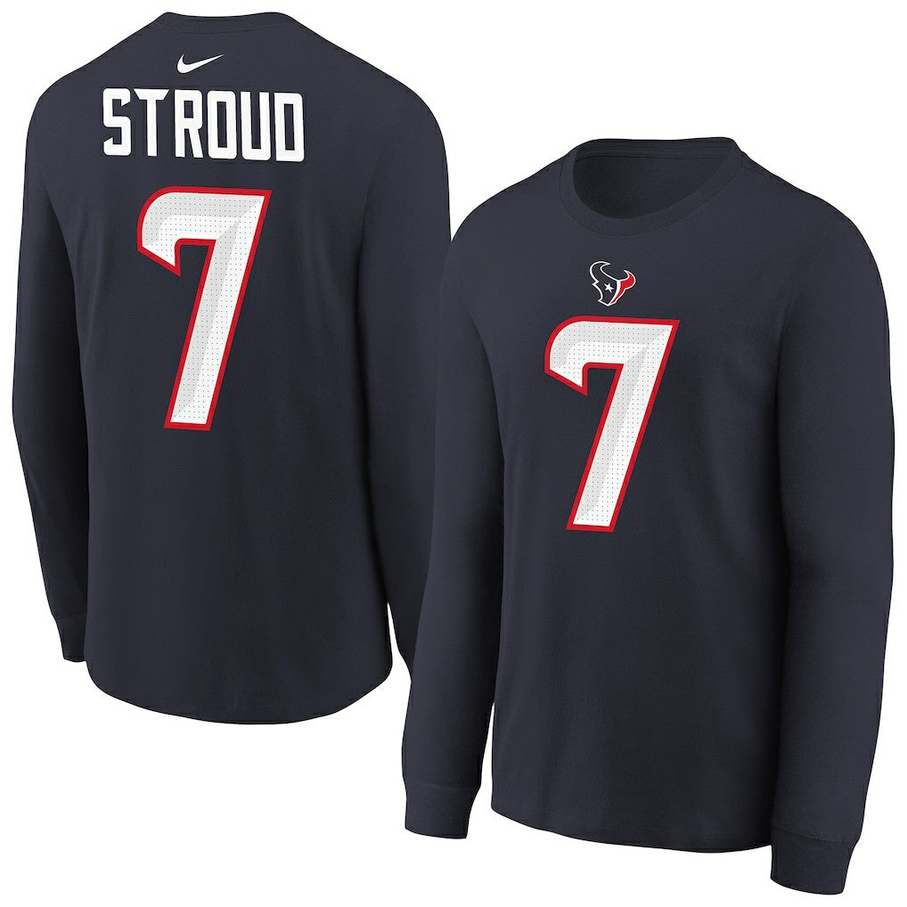 C.J. Stroud Houston Texans Youth Player Name & Number Long Sleeve T-Shirt - Navy | Nike online