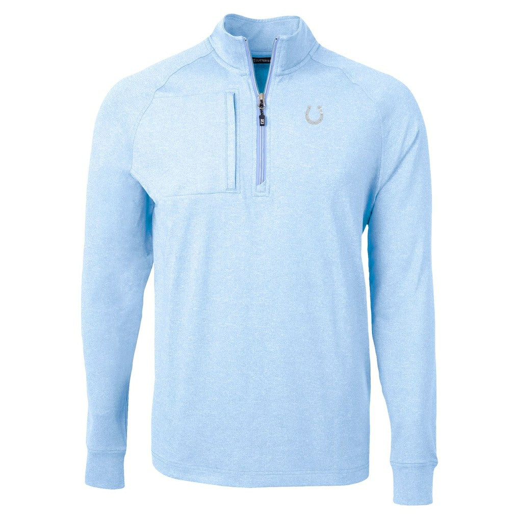 Indianapolis Colts Cutter & Buck Raglan Adapt Eco Knit Heather Quarter-Zip Top - Powder Blue outlet