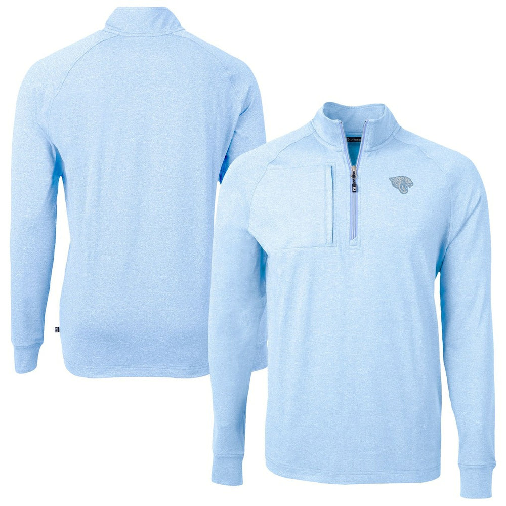 Jacksonville Jaguars Cutter & Buck Raglan Adapt Eco Knit Heather Quarter-Zip Top - Powder Blue online