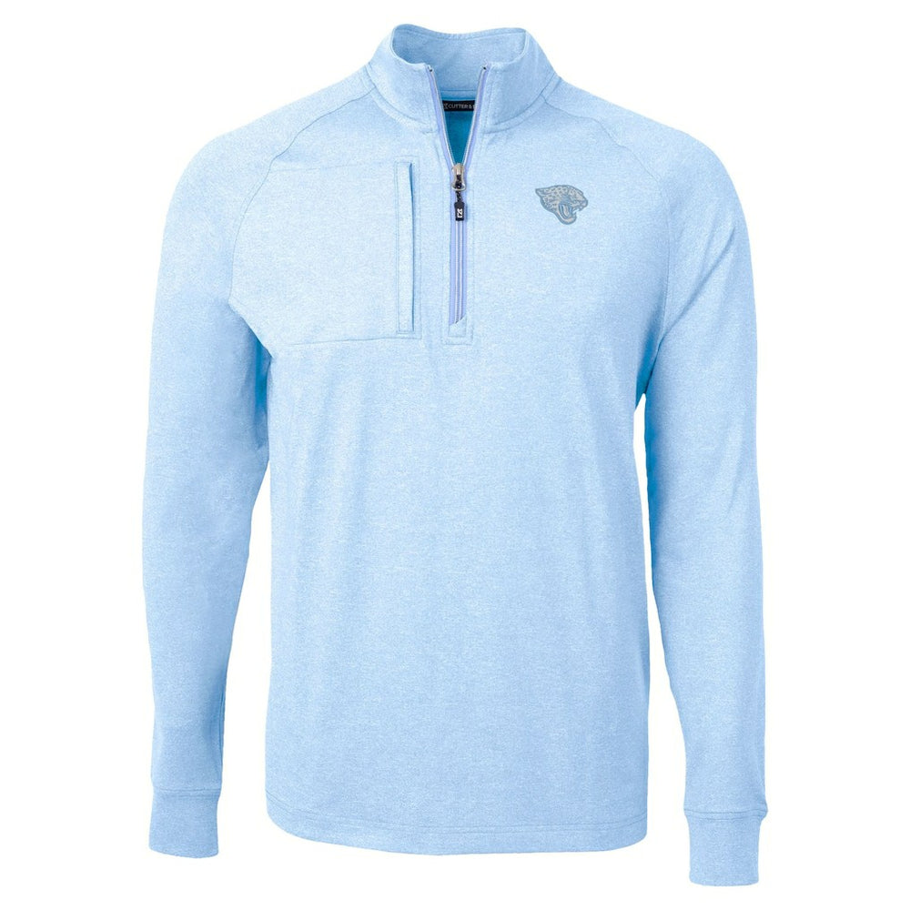 Jacksonville Jaguars Cutter & Buck Raglan Adapt Eco Knit Heather Quarter-Zip Top - Powder Blue online