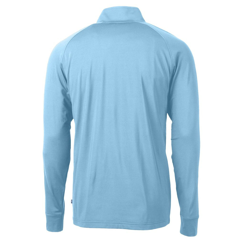 Miami Dolphins Cutter & Buck Raglan Adapt Eco Knit Stretch Recycled Quarter-Zip Top - Powder Blue for sale