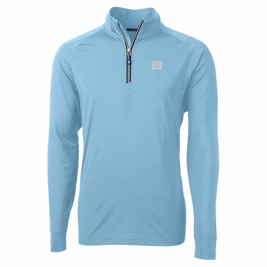New York Giants Cutter & Buck Raglan Adapt Eco Knit Stretch Recycled Quarter-Zip Top - Powder Blue for sale