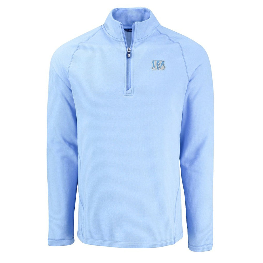 Cincinnati Bengals Cutter & Buck Peshastin Eco Fleece Recycled Raglan Quarter-Zip Top - Powder Blue outlet