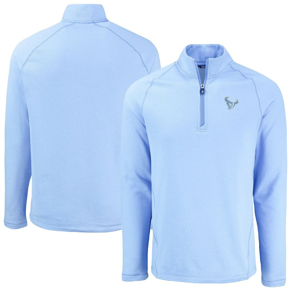 Houston Texans Cutter & Buck Peshastin Eco Fleece Recycled Raglan Quarter-Zip Top - Powder Blue online