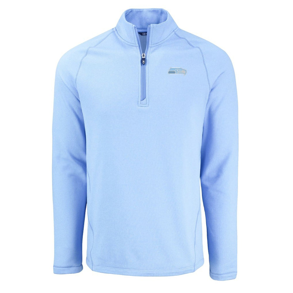 Seattle Seahawks Cutter & Buck Peshastin Eco Fleece Recycled Raglan Quarter-Zip Top - Powder Blue for sale