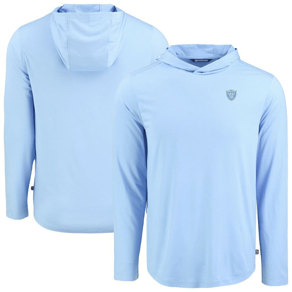 Las Vegas Raiders Men's Cutter & Buck Coastline Epic Comfort Eco Recycled Men's Hooded Shirt - Powder Blue online