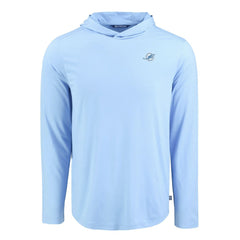 Miami Dolphins Men's Cutter & Buck Coastline Epic Comfort Eco Recycled Men's Hooded Shirt - Powder Blue for sale