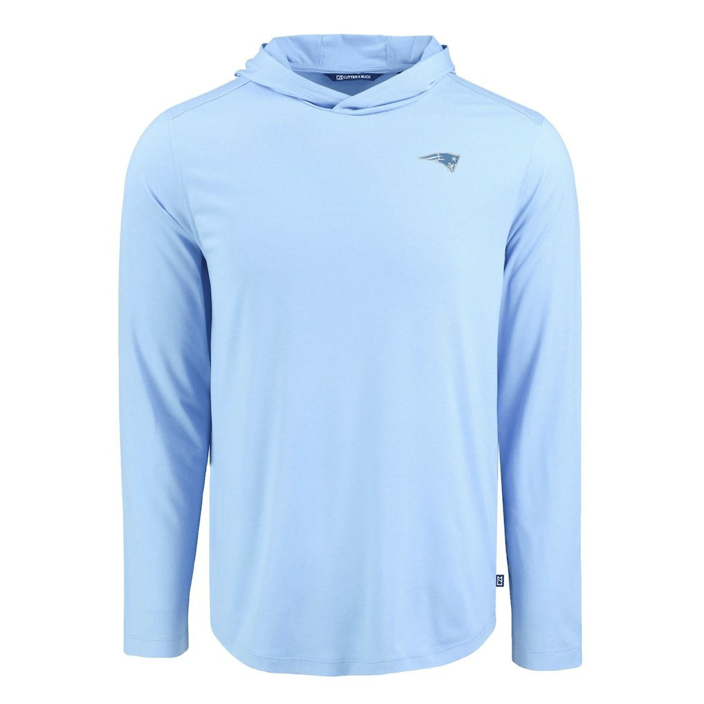 New England Patriots Men's Cutter & Buck Coastline Epic Comfort Eco Recycled Men's Hooded Shirt - Powder Blue sale