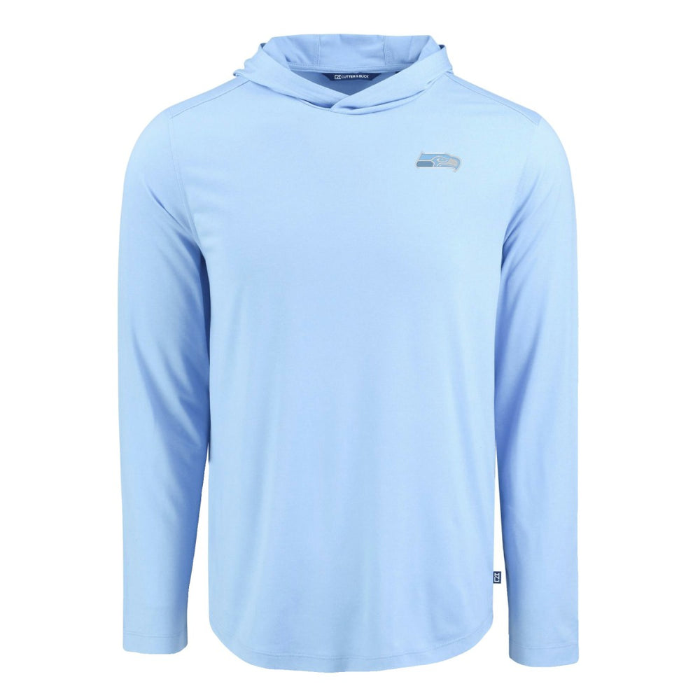 Seattle Seahawks Men's Cutter & Buck Coastline Epic Comfort Eco Recycled Men's Hooded Shirt - Powder Blue for sale