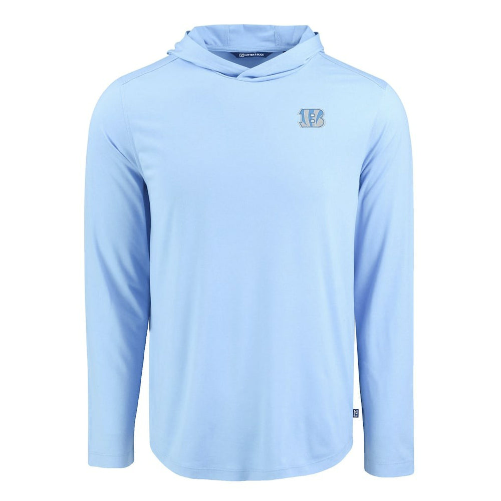 Cincinnati Bengals Men's Cutter & Buck Coastline Epic Comfort Eco Recycled Men's Hooded Shirt - Powder Blue for sale