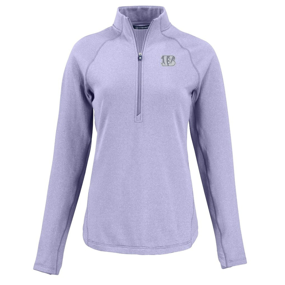 Cincinnati Bengals Cutter & Buck Women's Peshastin Eco Fleece Recycled Half-Zip Top - Purple for sale