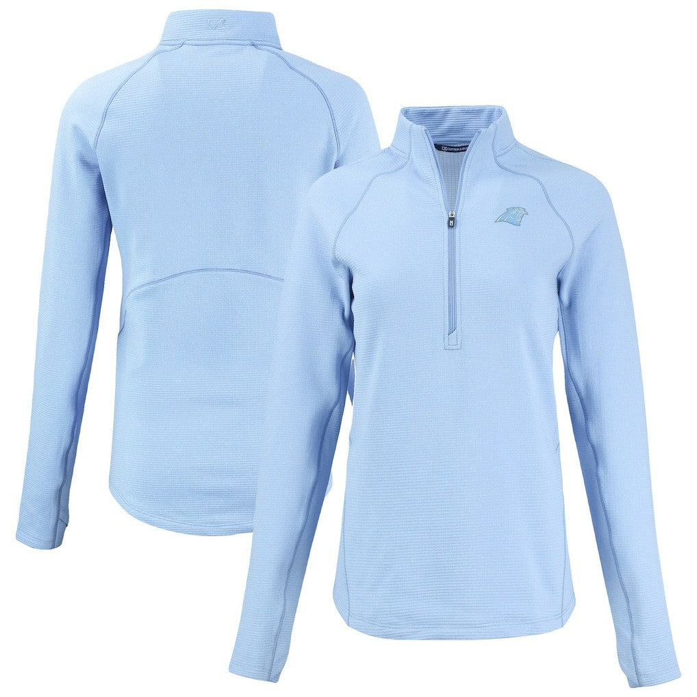 Carolina Panthers Cutter & Buck Women's Peshastin Eco Fleece Recycled Half-Zip Top - Powder Blue sale