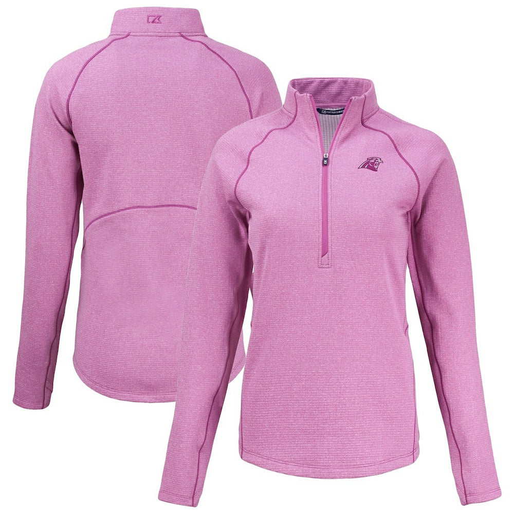 Carolina Panthers Cutter & Buck Women's Peshastin Eco Fleece Recycled Half-Zip Top - Pink discount