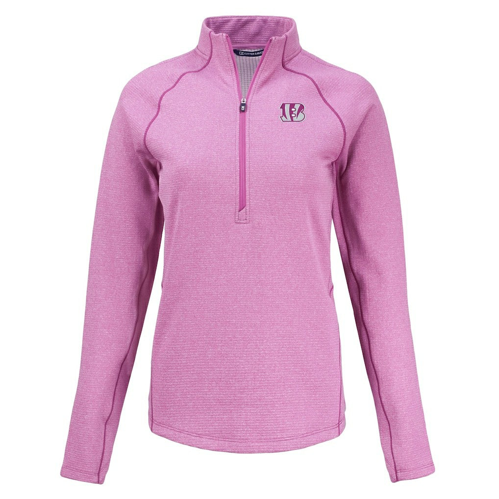 Cincinnati Bengals Cutter & Buck Women's Peshastin Eco Fleece Recycled Half-Zip Top - Pink on sale