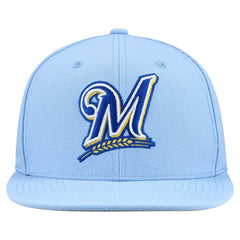 Milwaukee Brewers Cooperstown Collection Basic Flip Snapback Hat - Powder Blue | Mitchell & Ness