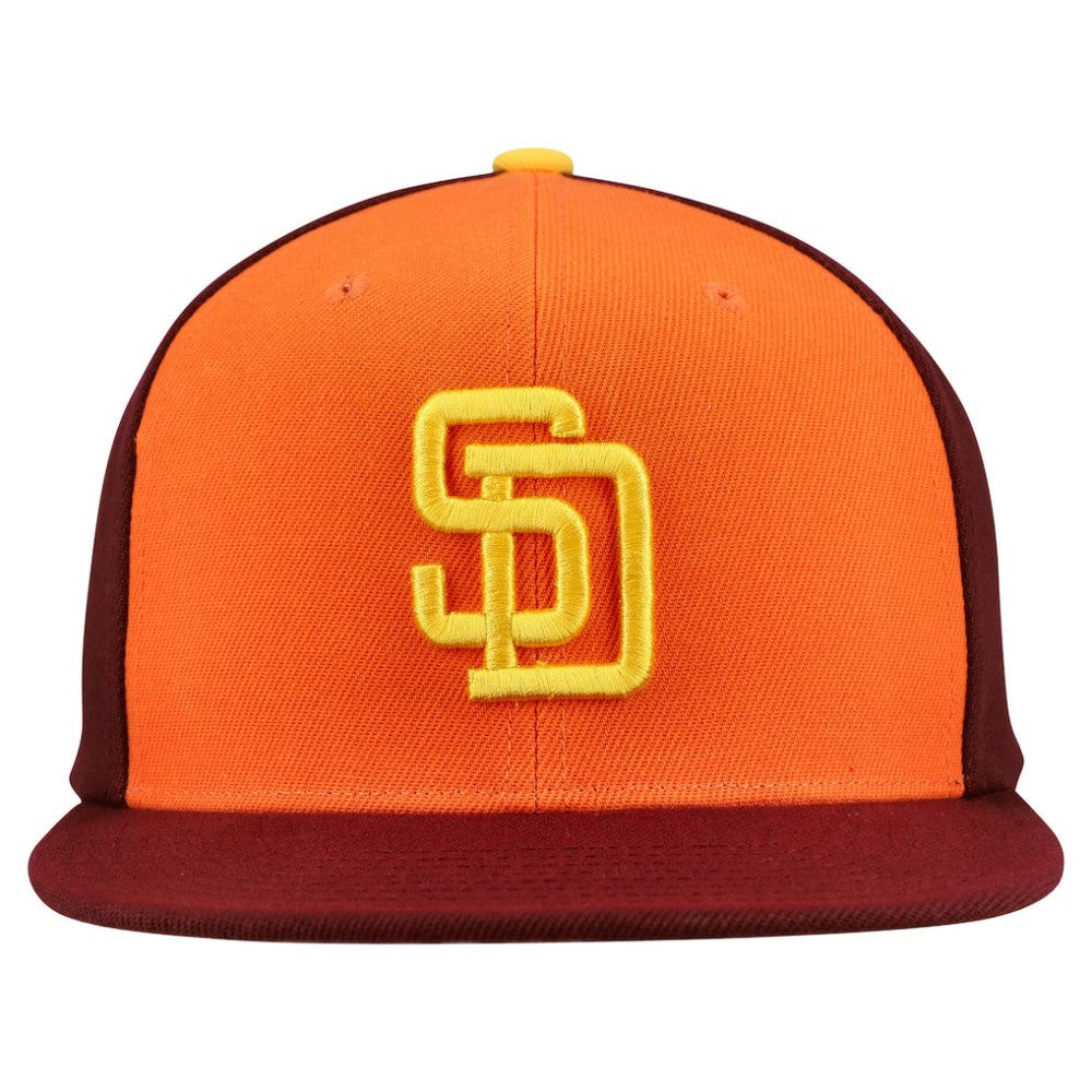 San Diego Padres Cooperstown Collection Basic Flip Snapback Hat - Orange/Brown | Mitchell & Ness