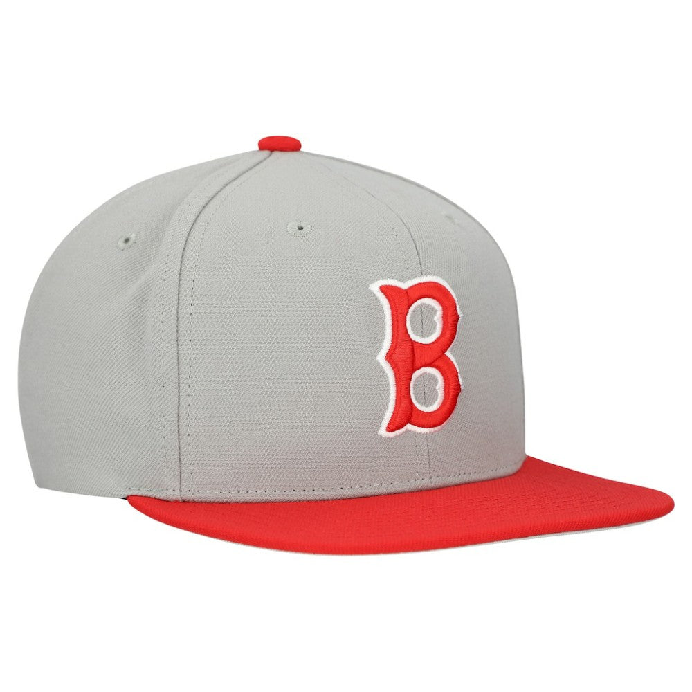 Boston Red Sox Cooperstown Collection Basic Flip Snapback Hat - Gray | Mitchell & Ness