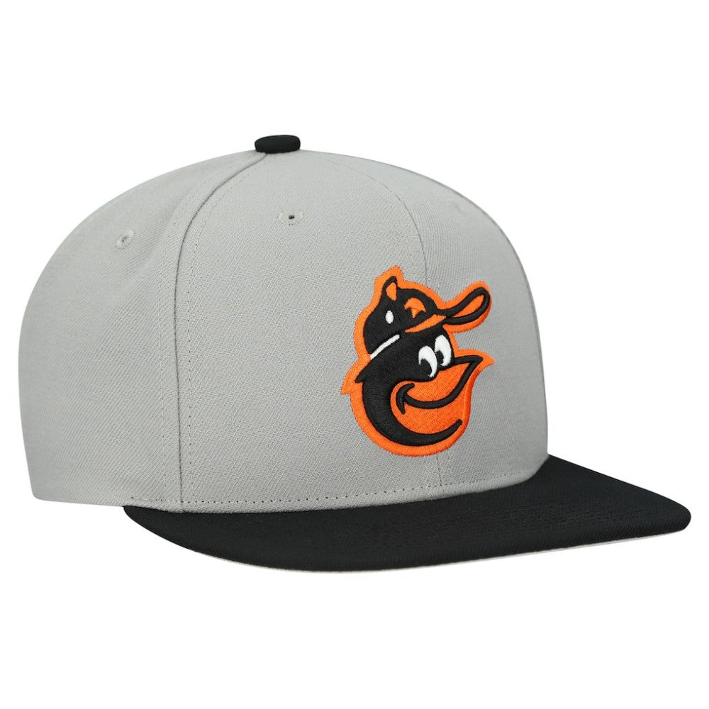 Baltimore Orioles Cooperstown Collection Basic Flip Snapback Hat - Gray | Mitchell & Ness