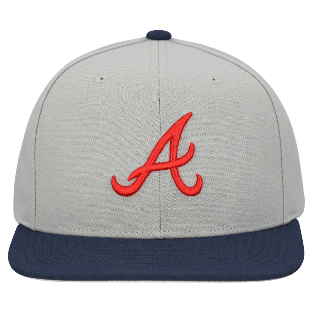 Atlanta Braves Basic Flip Snapback Hat - Gray | Mitchell & Ness