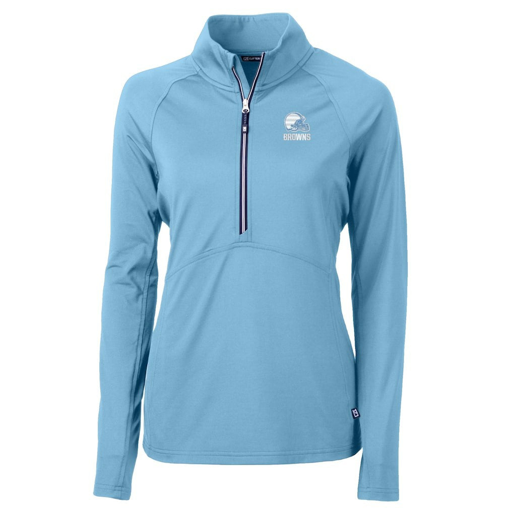 Cleveland Browns Cutter & Buck Women's Adapt Eco Knit Stretch Recycled Half-Zip Top - Powder Blue on sale