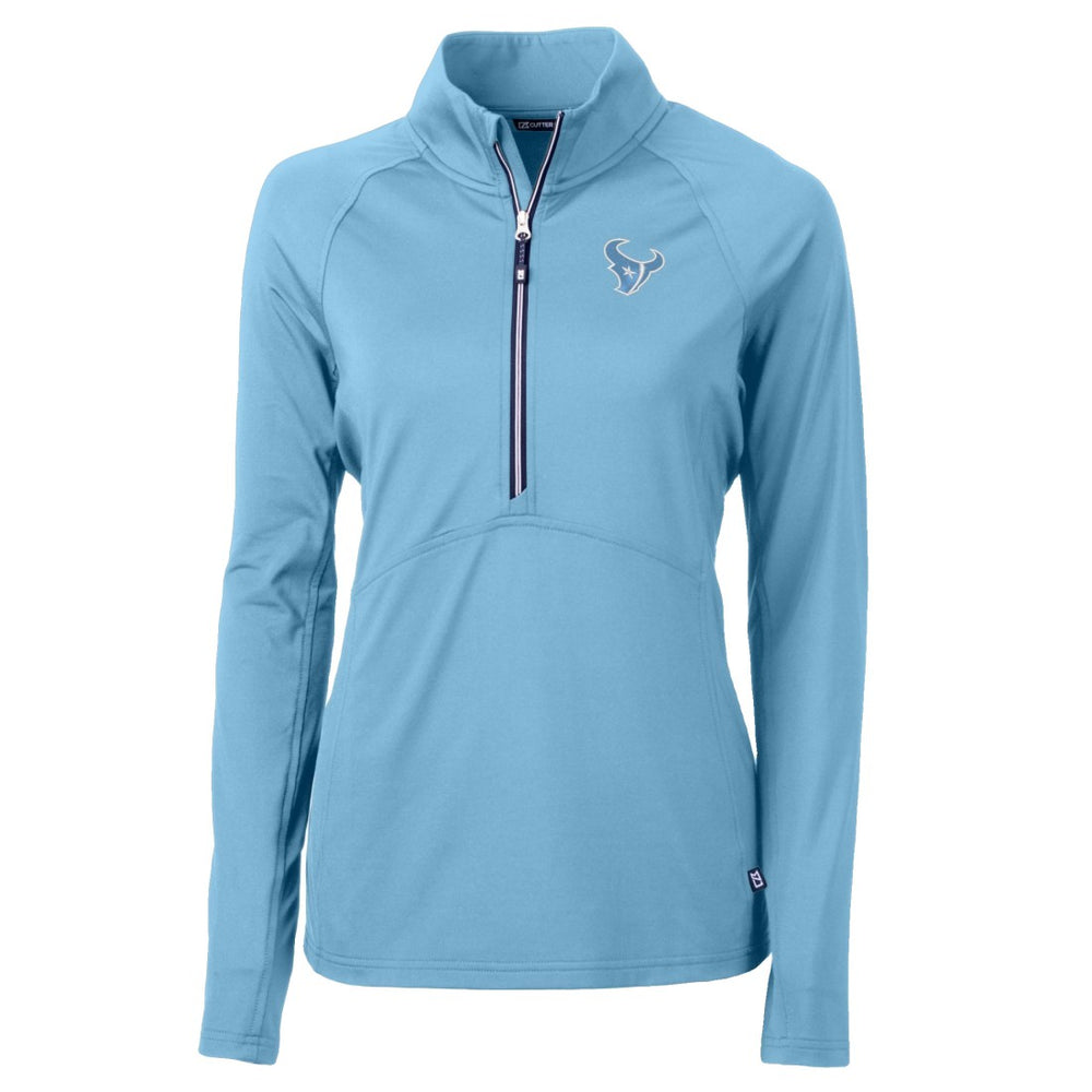 Houston Texans Cutter & Buck Women's Adapt Eco Knit Stretch Recycled Half-Zip Top - Powder Blue on sale
