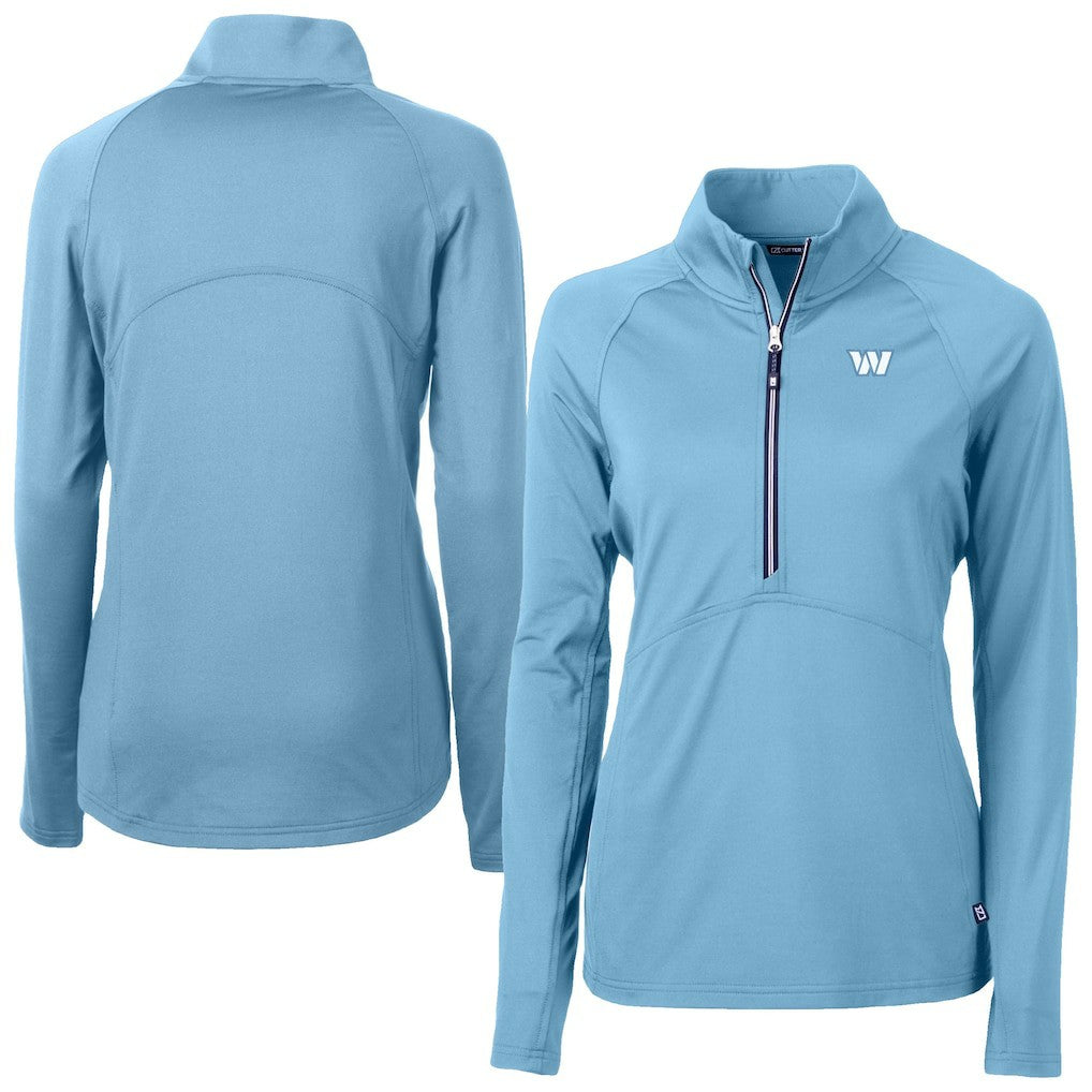 Washington Commanders Cutter & Buck Women's Adapt Eco Knit Stretch Recycled Half-Zip Top - Powder Blue sale