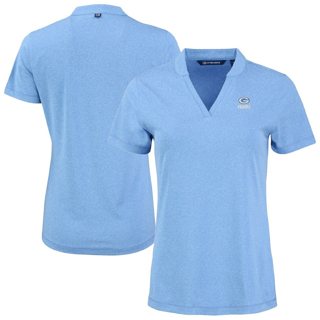 Green Bay Packers Cutter & Buck Women's Forge Heathered Stretch Blade Top - Powder Blue online