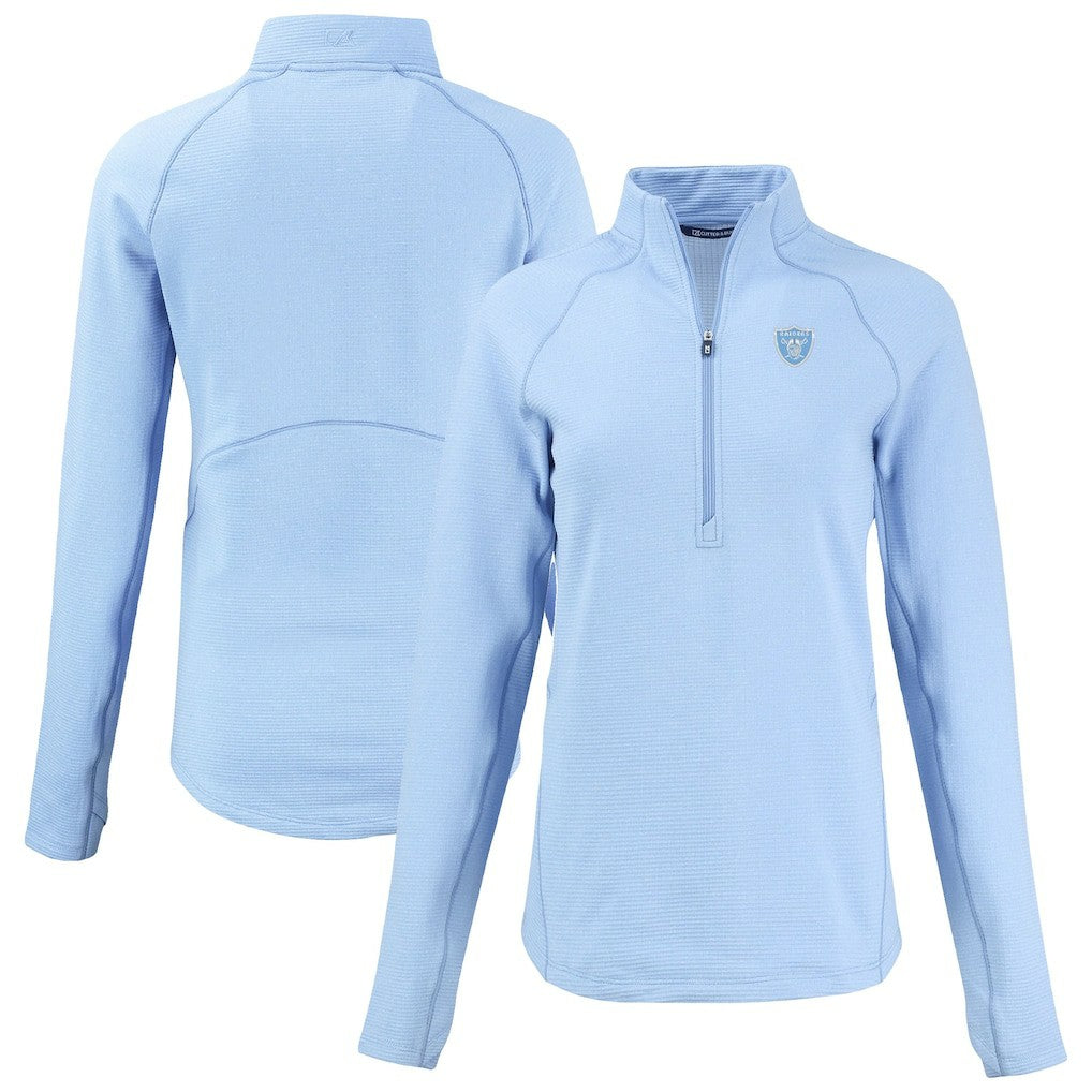 Las Vegas Raiders Cutter & Buck Women's Peshastin Eco Fleece Recycled Half-Zip Top - Powder Blue cheap