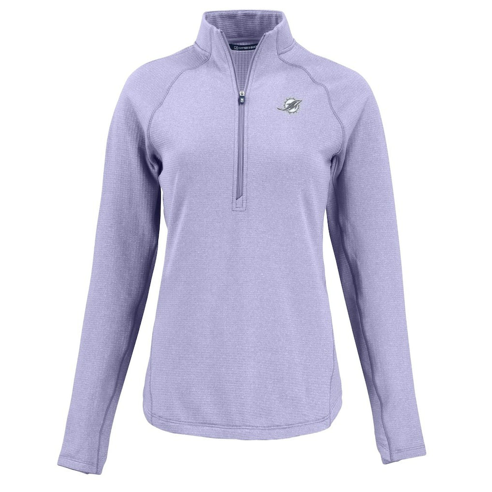 Miami Dolphins Cutter & Buck Women's Peshastin Eco Fleece Recycled Half-Zip Top - Purple outlet