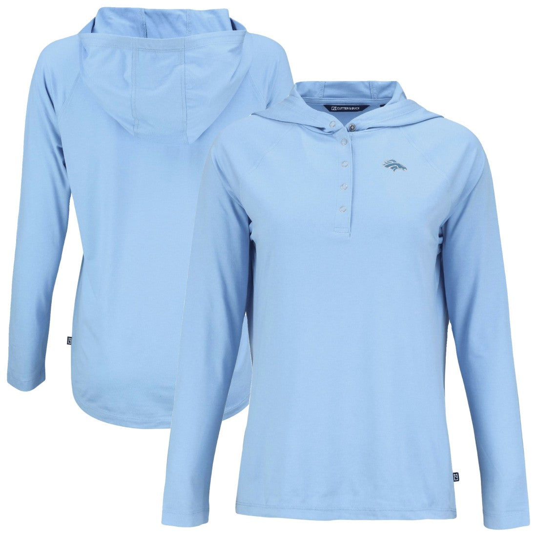Denver Broncos Cutter & Buck Women's Coastline Epic Comfort Eco Recycled Long Sleeve Hoodie T-Shirt - Powder Blue cheap